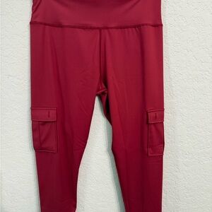Women's Red Cargo Leggings